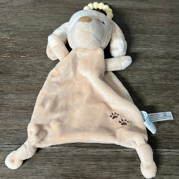 Douglas Baby Auggie Cream Puppy Lovey with Teether Ring - Picture 2 of 6